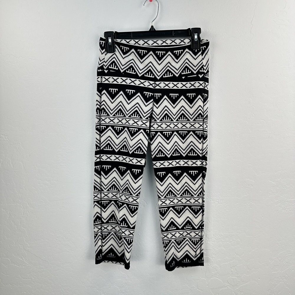 Kavu Capri Leggings Aztec Southwestern Women's L Black White Stretchy